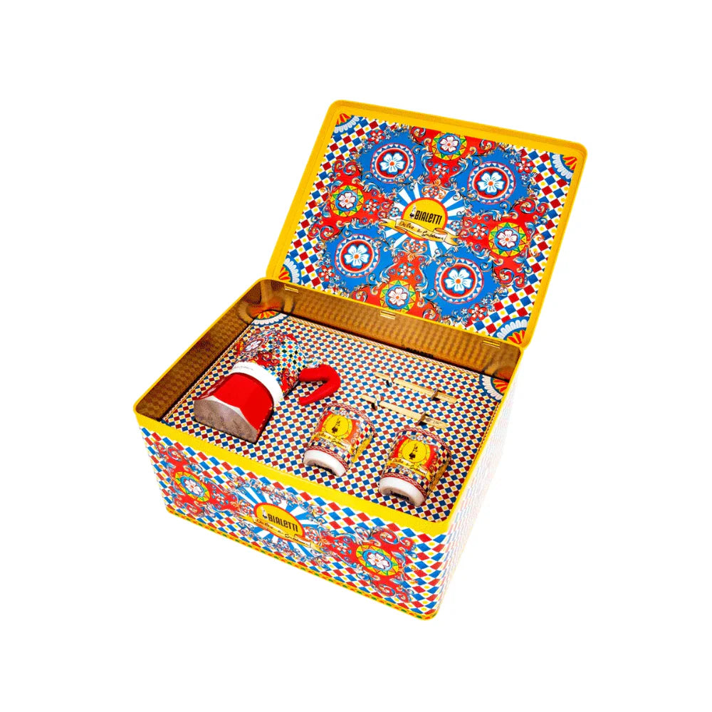 Ensemble Moka Express 2 tasses, tasses en porcelaine et bâtonnets Bialetti Dolce & Gabbana