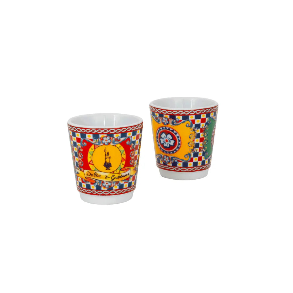 Ensemble Moka Express 2 tasses, tasses en porcelaine et bâtonnets Bialetti Dolce & Gabbana