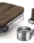 Trousse d'accessoires pour machine à espresso en bois de noyer