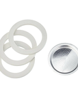 Bialetti 3 joints et 1 plaque Moka Express, Fiammetta, Break, Happy, Dama, Mini Express et Rainbow1 tasse
