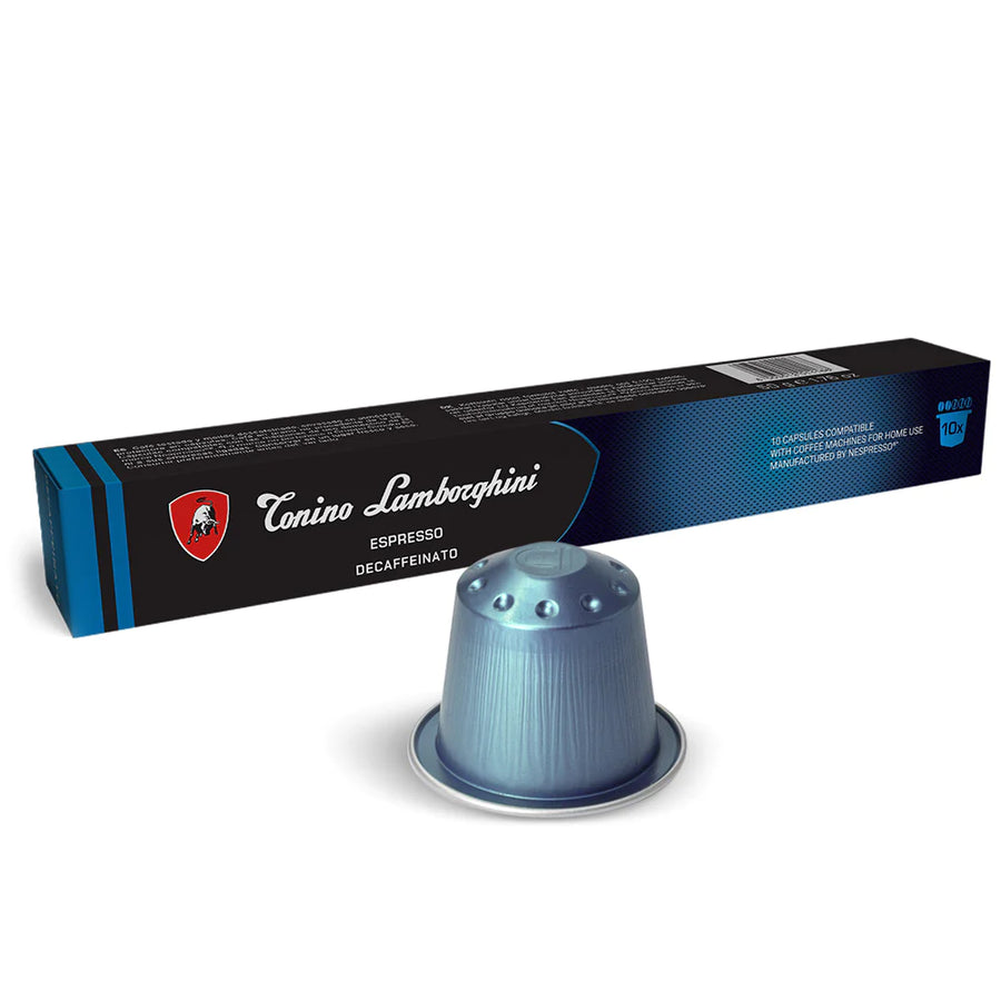 Boîte de capsules compatibles Nespresso de Conino Lamborghini DECAFFEINATO
